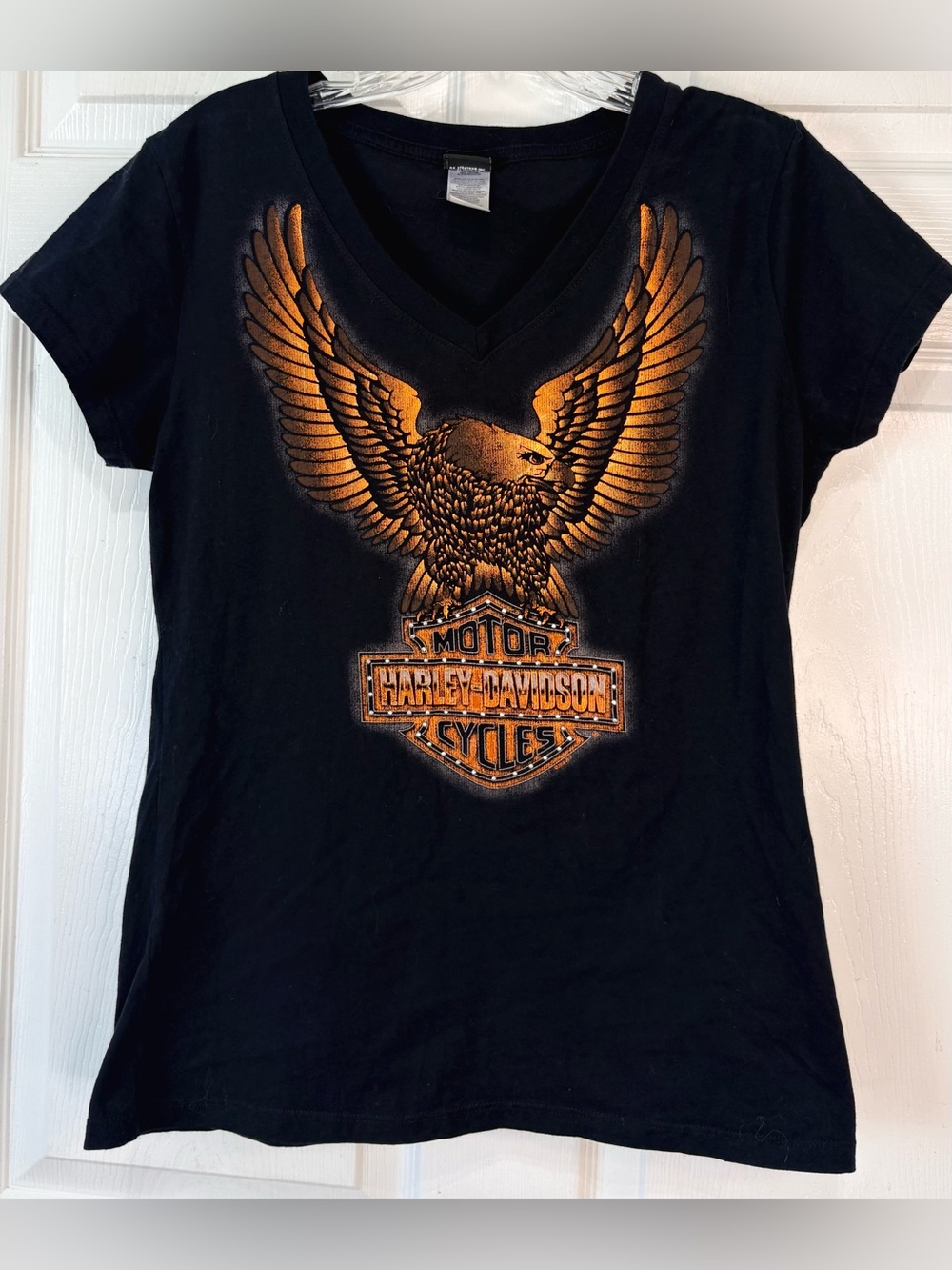 Harley-Davidson Black with Metallic Copper-Gold Eagle T shirt Large